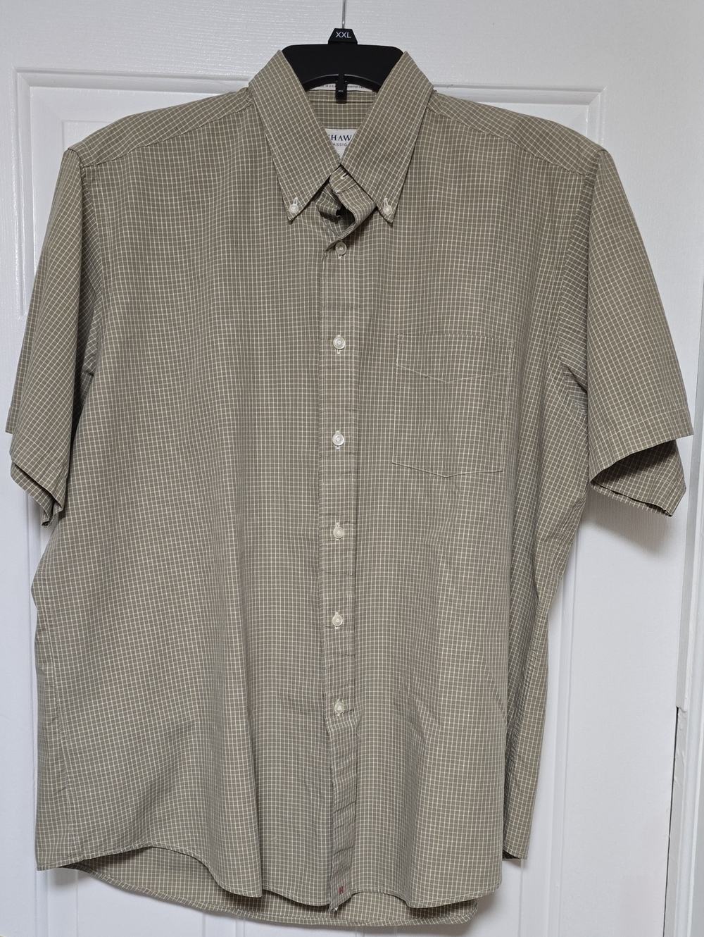 Hathaway Light Tan Short-Sleeve Button-Down Shirt Size 16.5